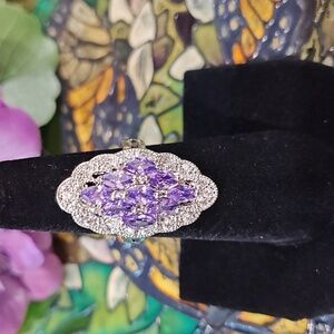 Amethyst & Diamond Fashion Cocktail Style Ring (faux)  - Size 5 3/4